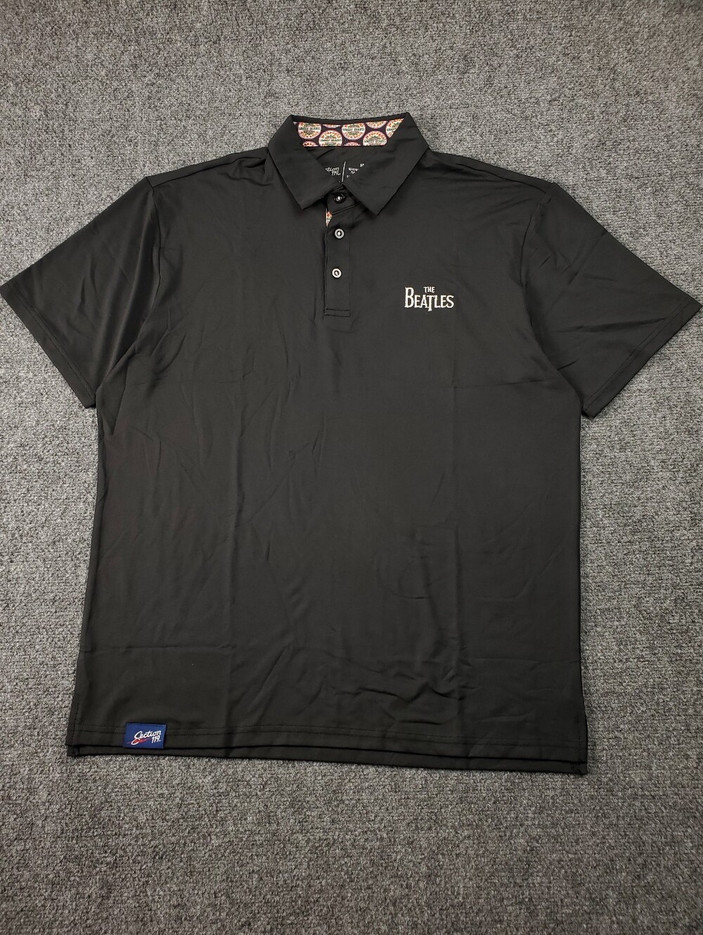 Section 119 The Beatles Polo Shirt Mens Medium Performance Stretch Golf Black - Picture 2 of 9